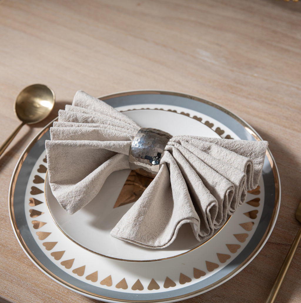Hammered Metal Napkin Rings – Sculptural Finish