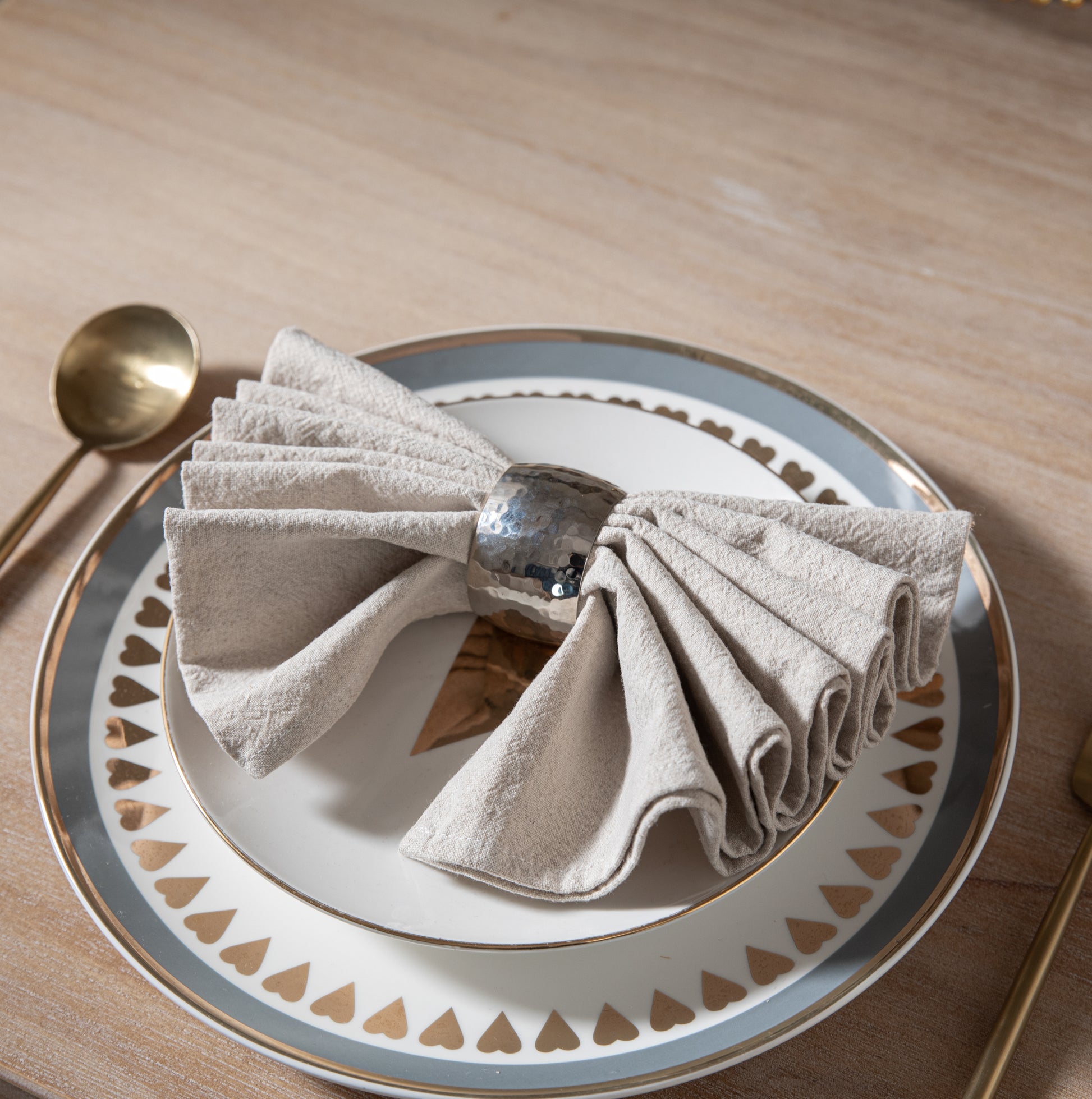 Hammered Metal Napkin Rings – Sculptural Finish
