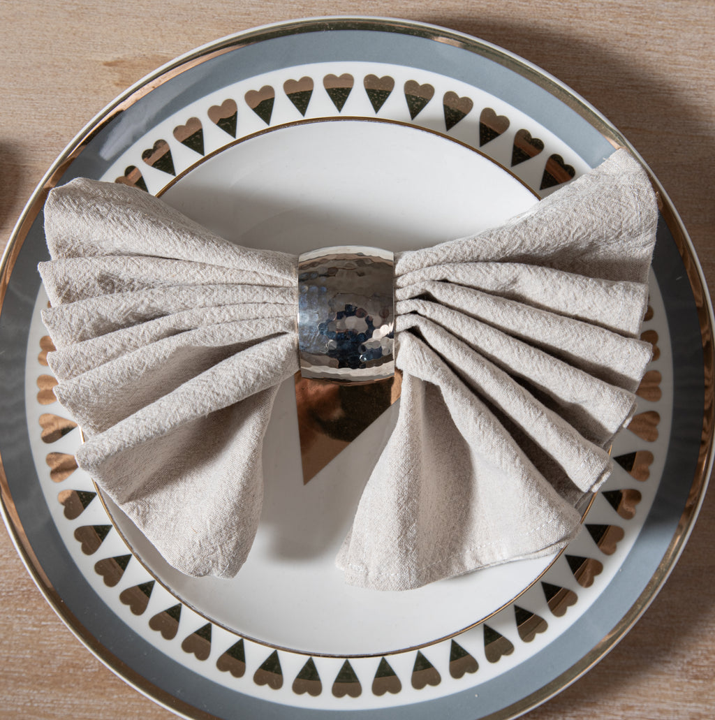 Hammered Metal Napkin Rings – Sculptural Finish