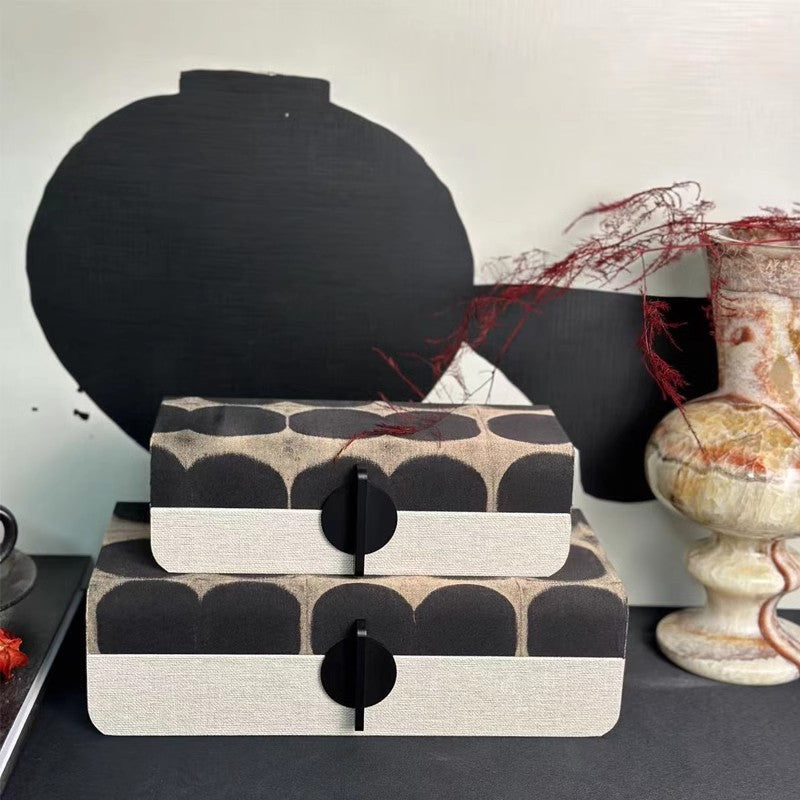 Leather round buckle decorative box, ornament jewelry storage box