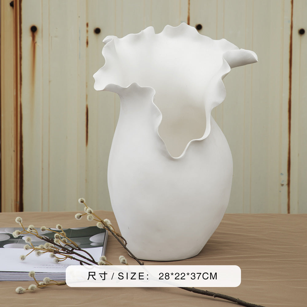 Handcrafted White Ceramic Vase, Classic Elegant Table Decor, Artisanal Home Decor