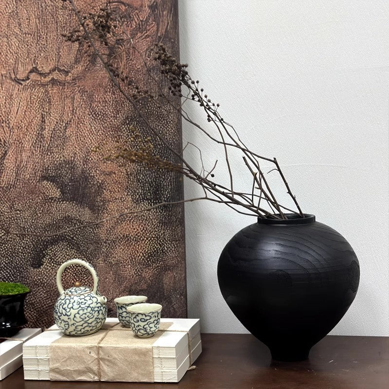 Black wood grain flower vase/vase