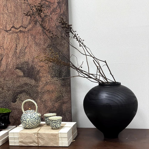 Black wood grain flower vase/vase