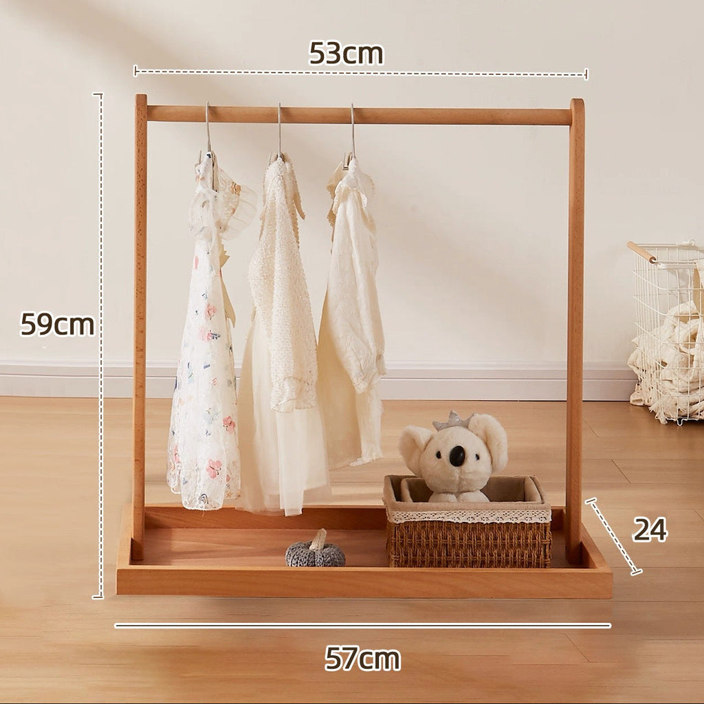 Solid wood hanger with movable vertical hanger