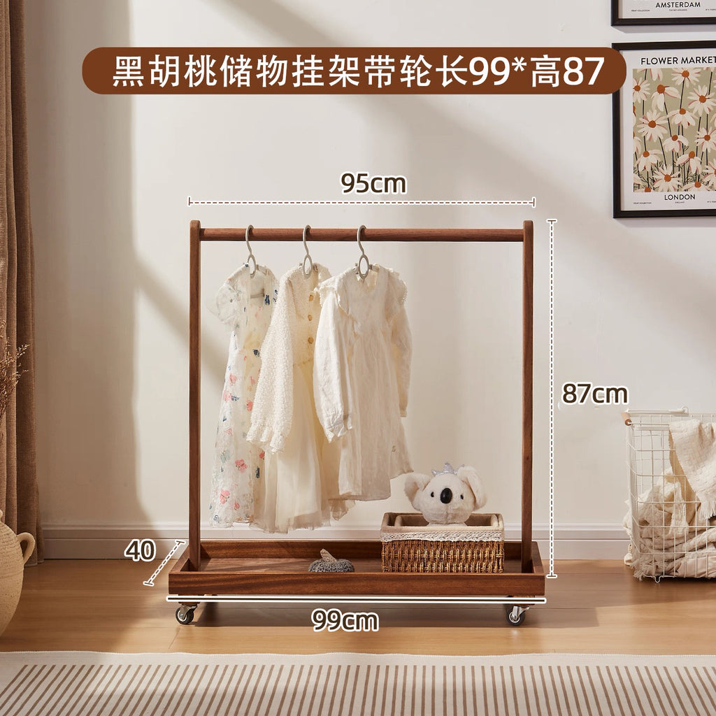 Solid wood hanger with movable vertical hanger