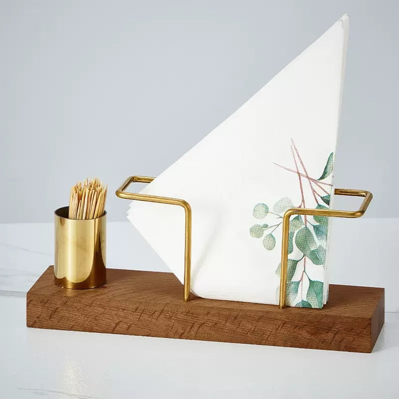 Wooden creative vertical tissue holder desktop paper clip