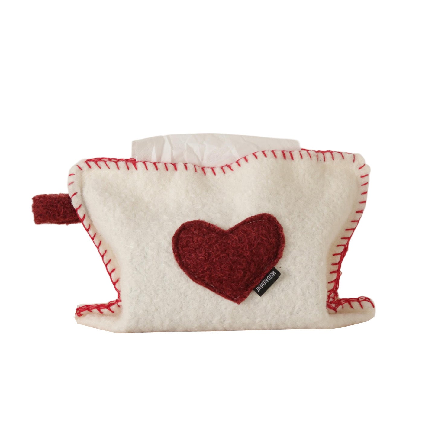 Fuzzy Heart-Shaped Tissue Box Cover - Red & White Color Options