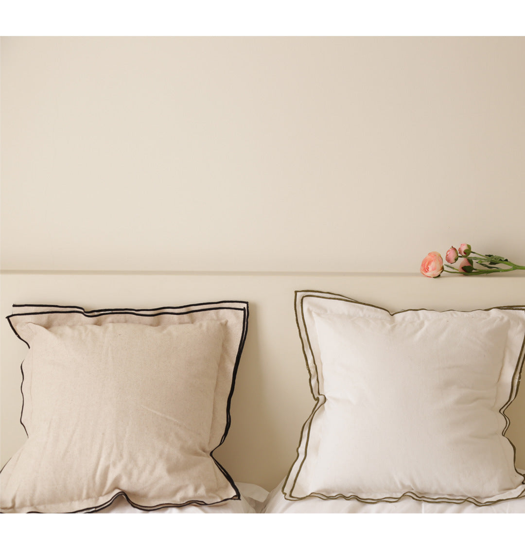 Double-Edge Pressed Linen Blend Throw Pillow