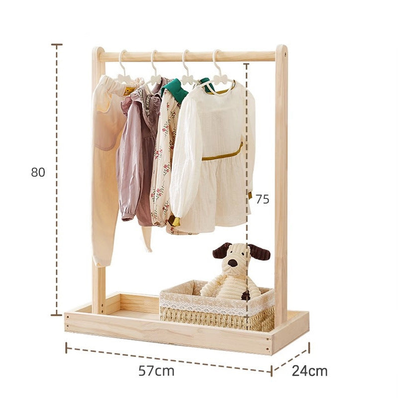 Solid wood hanger with movable vertical hanger