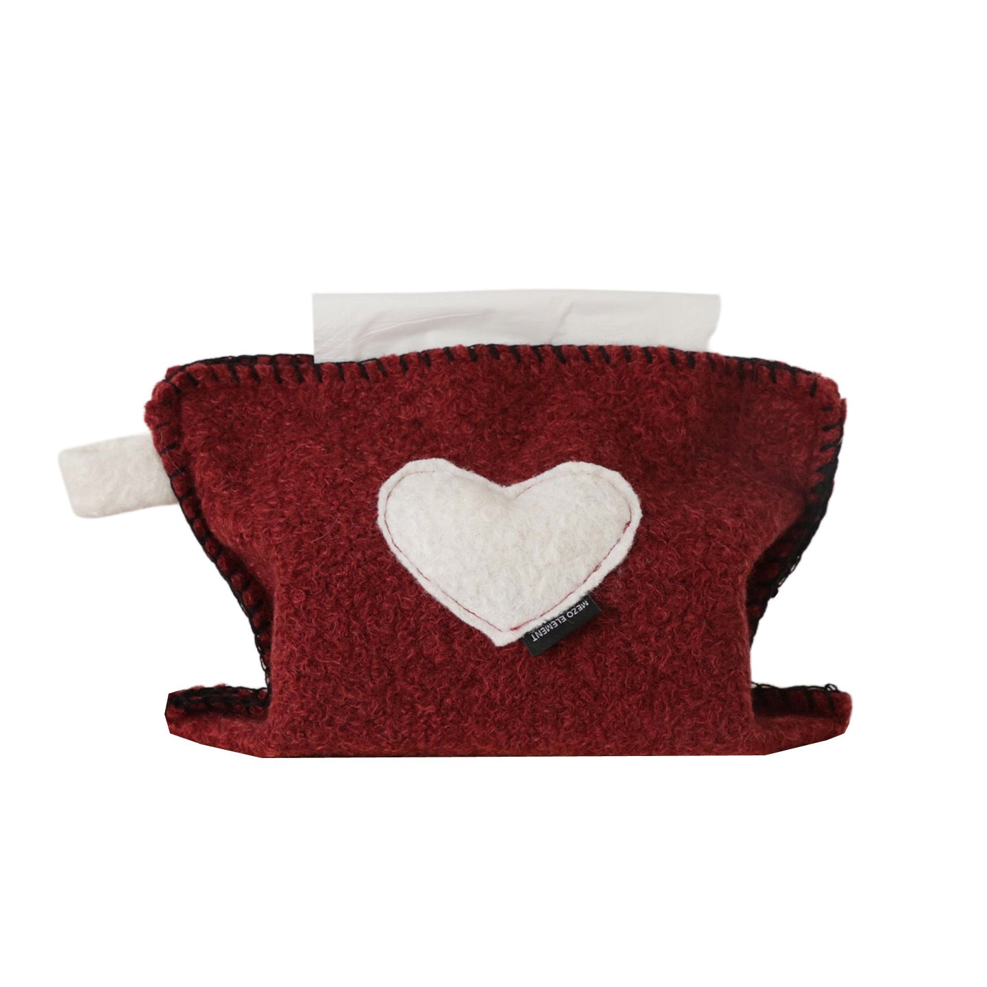 Fuzzy Heart-Shaped Tissue Box Cover - Red & White Color Options