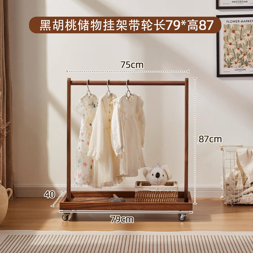 Solid wood hanger with movable vertical hanger