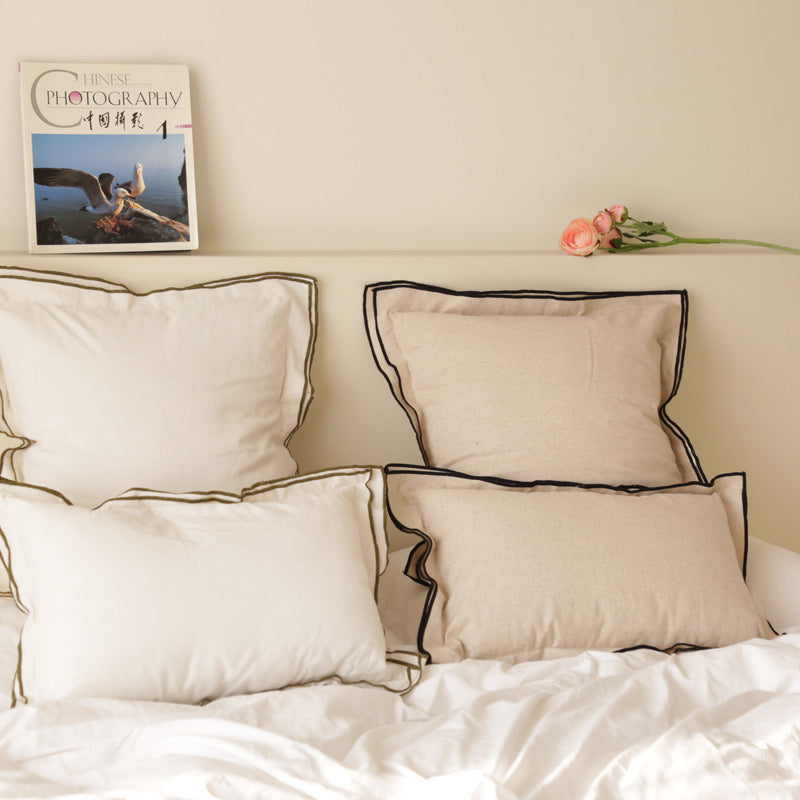 Double-Edge Pressed Linen Blend Throw Pillow
