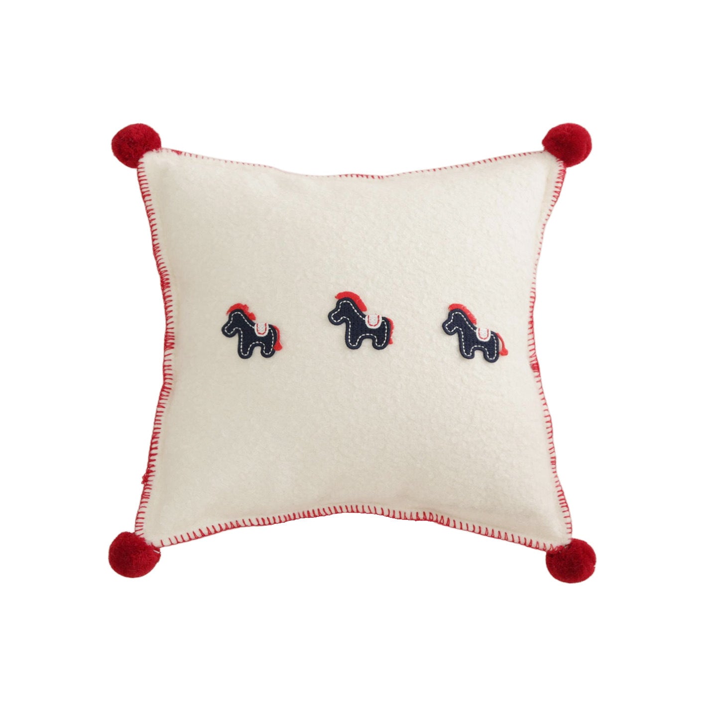 Horse Motif Plush Throw Pillow