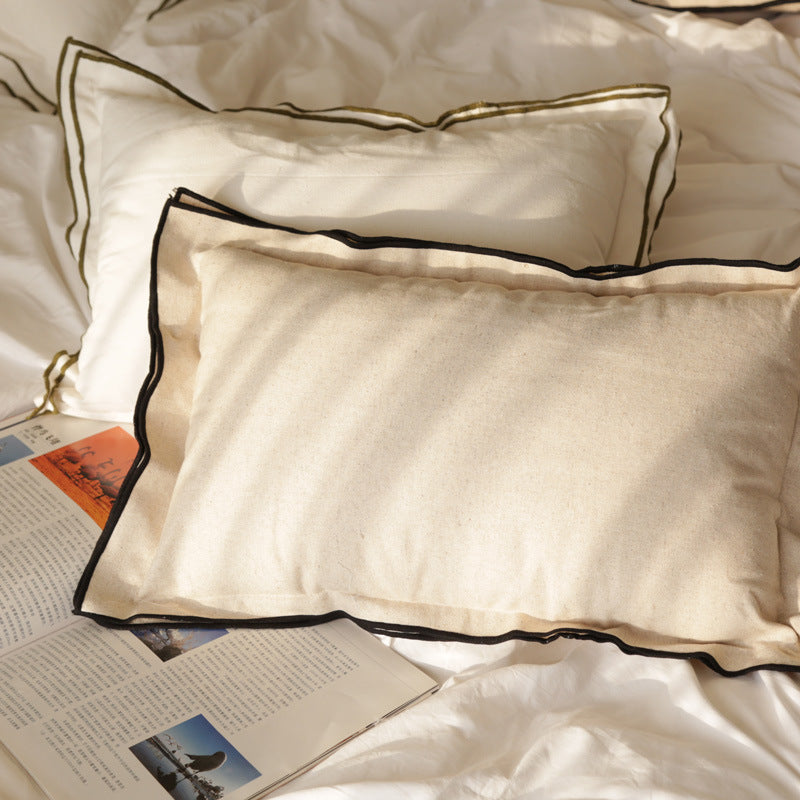 Double-Edge Pressed Linen Blend Throw Pillow