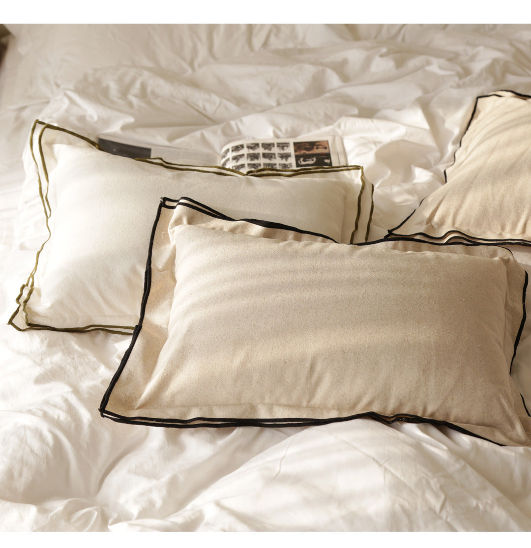 Double-Edge Pressed Linen Blend Throw Pillow