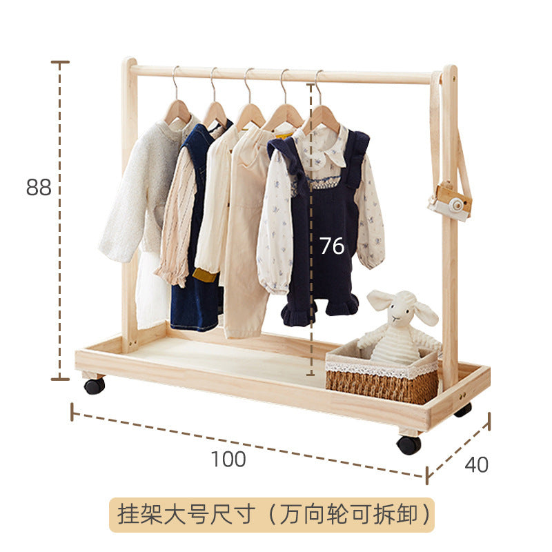Solid wood hanger with movable vertical hanger
