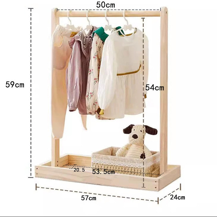 Solid wood hanger with movable vertical hanger
