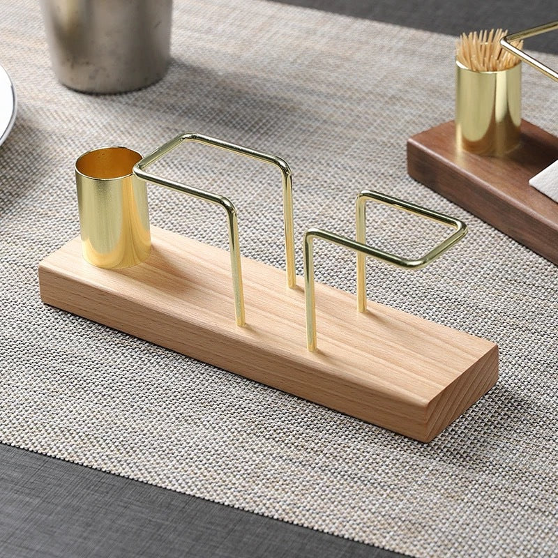 Wooden creative vertical tissue holder desktop paper clip