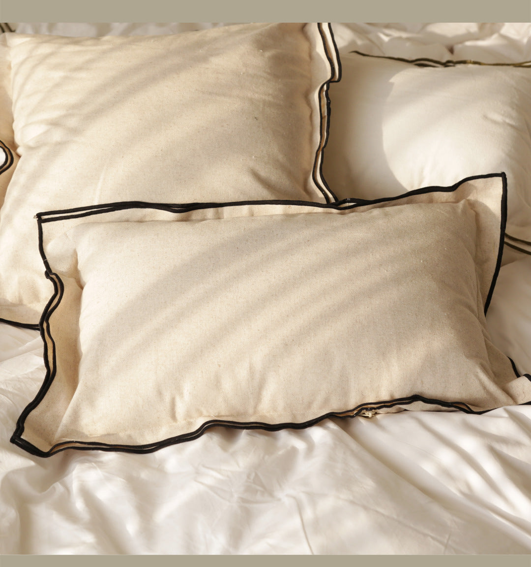 Double-Edge Pressed Linen Blend Throw Pillow