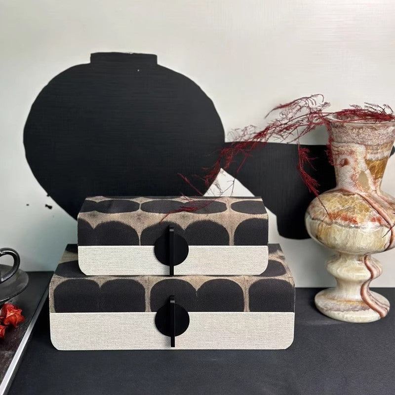Leather round buckle decorative box, ornament jewelry storage box