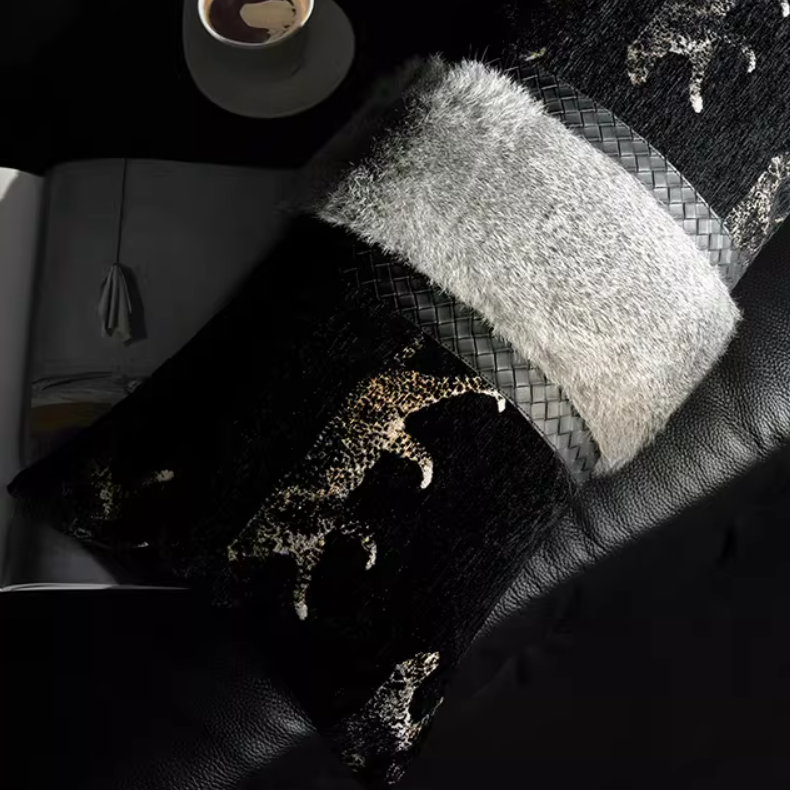 VogueDeco Leopard Pattern Cushion Cover – Black